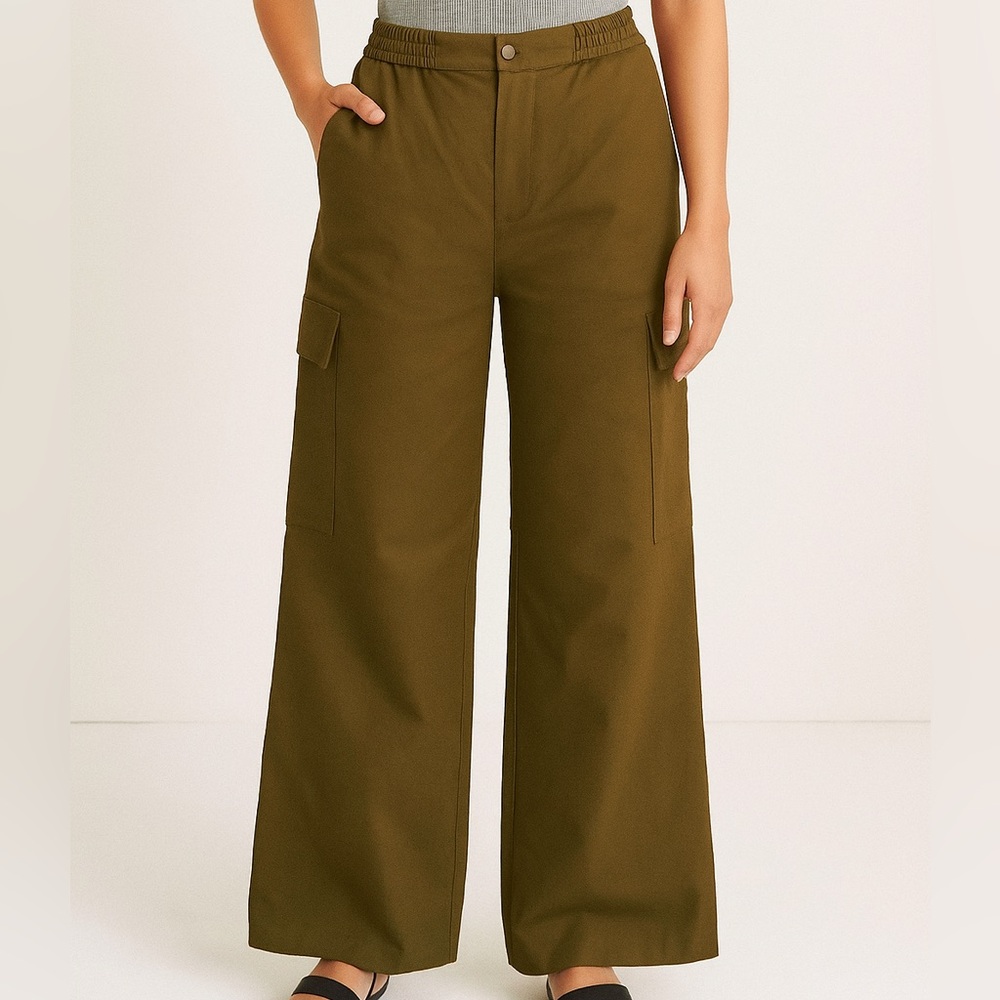 Wayf Olive Cargo Wide Leg Pants‎ Sz Small